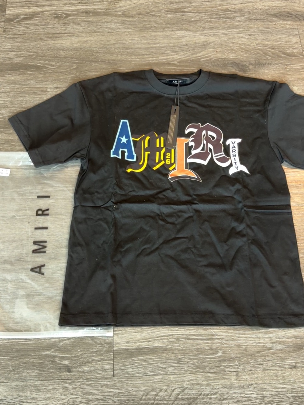 AMIRI Black Multicolor Varsity Graphic Tee
